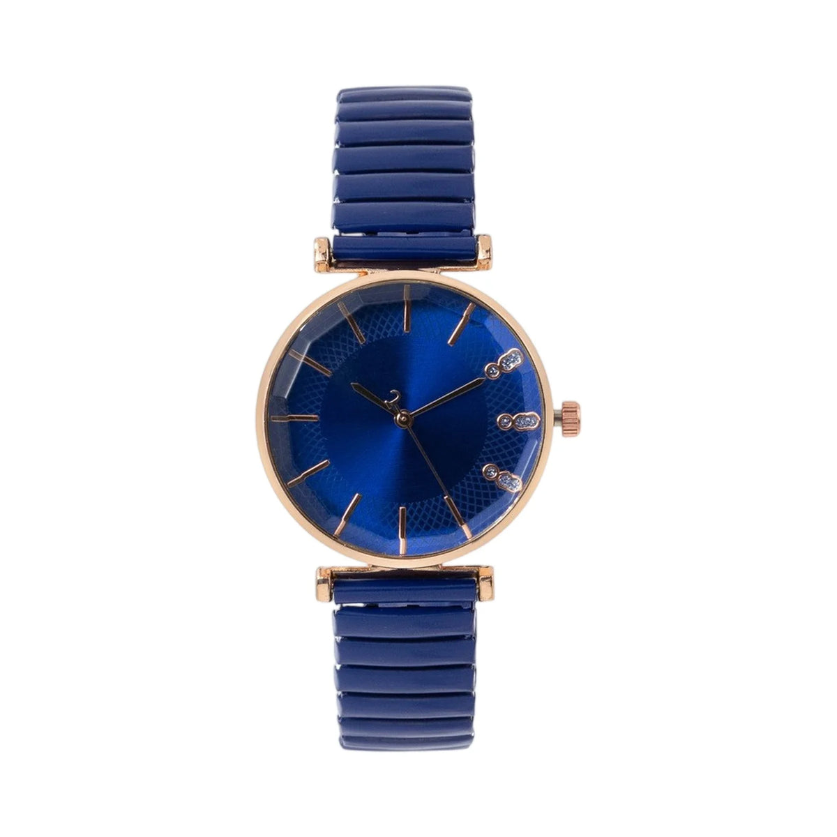 Women's Crystal Blue Quartz Watch – Stretch Strap Dress Watch Women's Dress Watch Babs Dark Blue