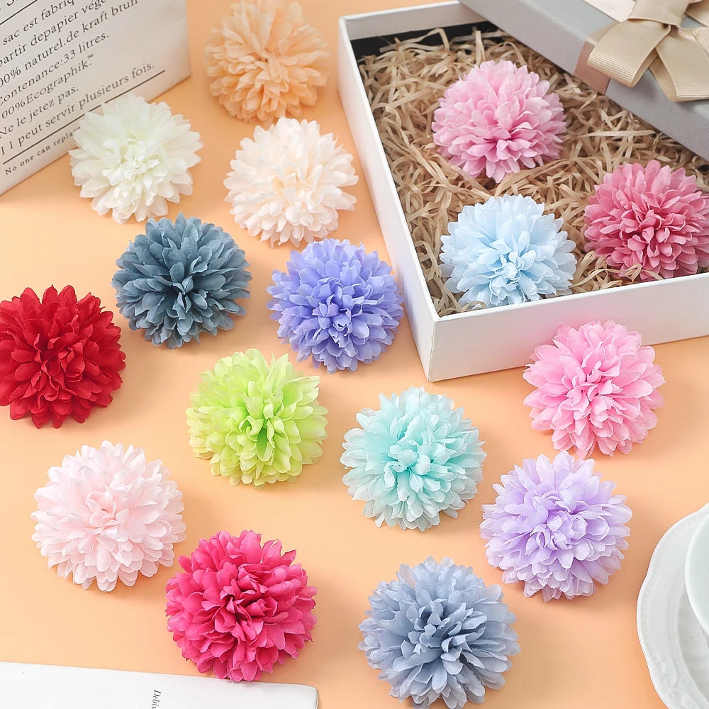 10 Pcs Orange Silk Chrysanthemum Artificial Flower Heads Decor Artificial Flower Heads Babs