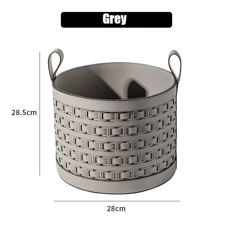 Leather Laundry Basket – Large Portable Home Storage Bin Laundry Storage Basket Babs Small Gray