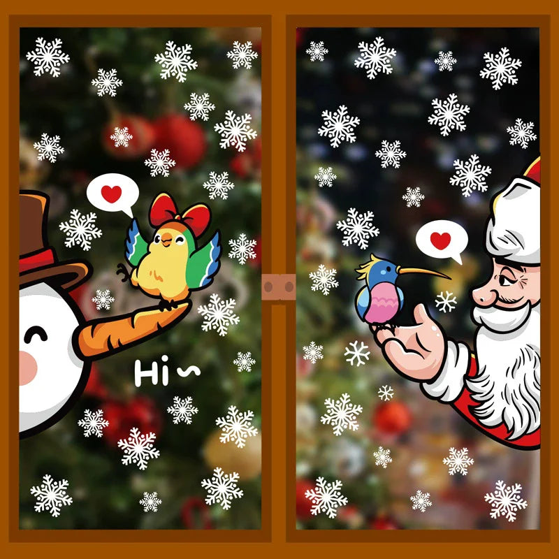Christmas Window Stickers – Santa, Snowflakes & Elk Cling Decor Christmas Window Stickers Babs