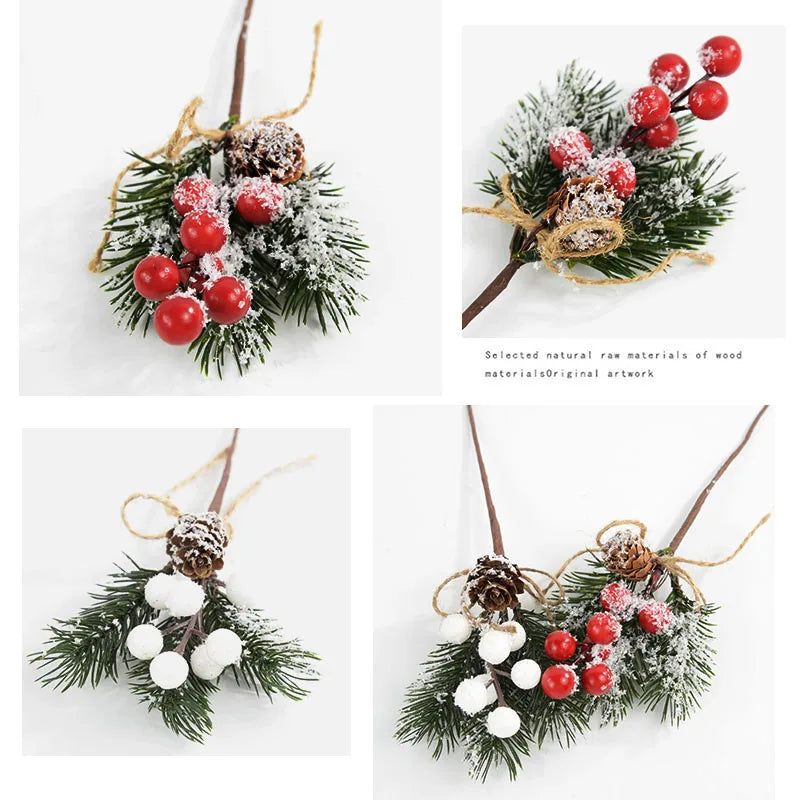 5Pcs Christmas Red Berry & Pine Cone Artificial Branches Décor Christmas Décor Branches Babs