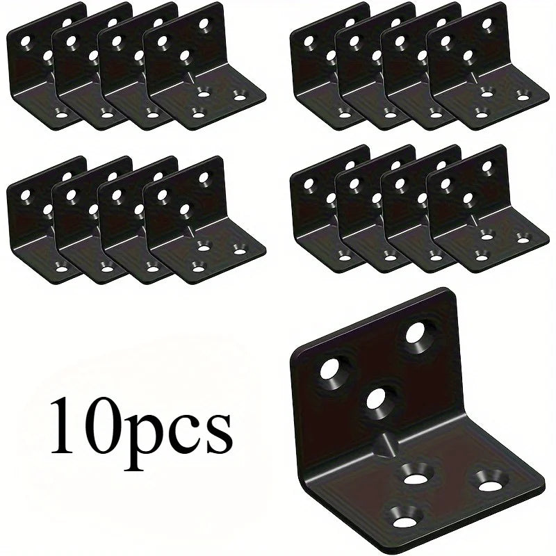 10pcs Black Stainless Steel L-Shaped Corner Brackets | Heavy-Duty Corner Brackets Babs 10pcs