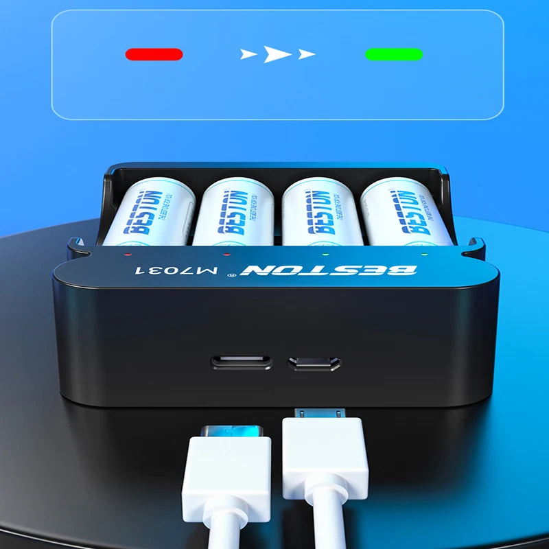 Alasicka 4-Slot 1.5V Li-Ion AA AAA Smart Battery Charger LED Battery Charger Babs
