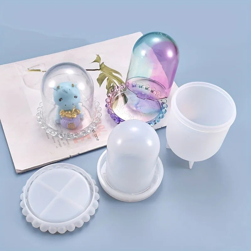 Cloche Bell Jar Silicone Resin Mold Set – Dome & Dice Cup Silicone Resin Mold Babs