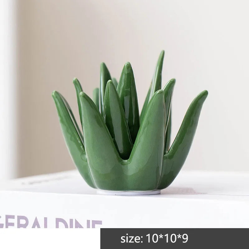 Nordic Ceramic Cactus Aloe Desk Jewelry Organizer Decor Desk Jewelry Organizer Babs 1pc