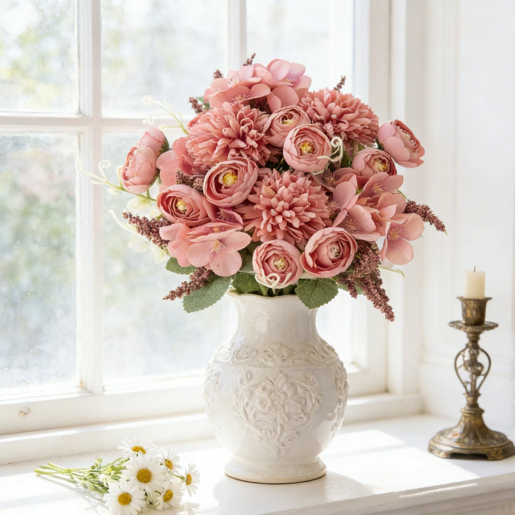Artificial Silk Hydrangea & Rose Bouquet – Wedding Home Decor Artificial Flower Bouquet Babs