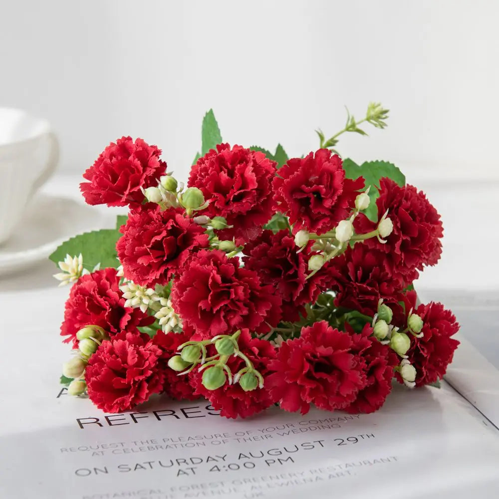Silk Carnation Artificial Flower Bouquet – Wedding & Home Decor Artificial Flower Babs Red 1pc