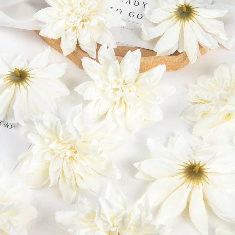 Silk Rose Dahlia Flower Heads for Wedding & DIY Decor Artificial Silk Flowers Babs color 4 30 pcs