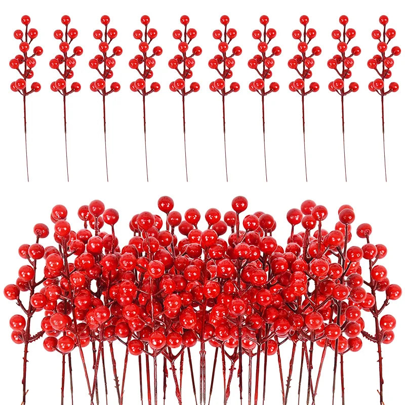 Artificial Red Holly Berry Stems – Christmas Décor (5–30 Pcs) Artificial Berry Stems Babs Red 30Pcs