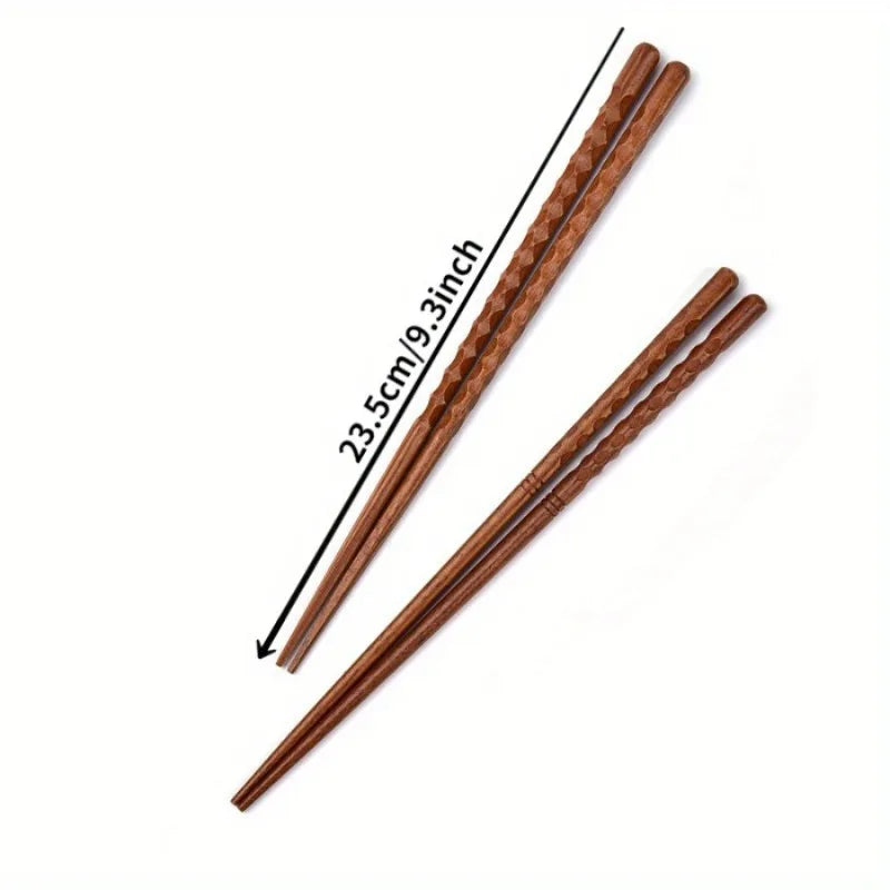 5 Pairs Japanese Hand-Carved Ironwood Chopsticks | Non-Slip Wooden Chopsticks Babs