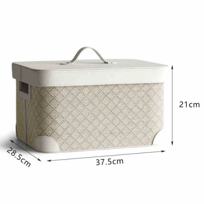 Large Leather Storage Box with Lid – Retro Luxury Organizer Leather Storage Box Babs White-Small