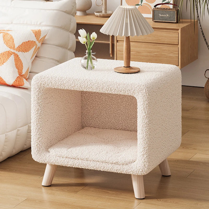 Modern Flannel Nightstand with Drawer – Elegant Bedside Table Nightstand Babs