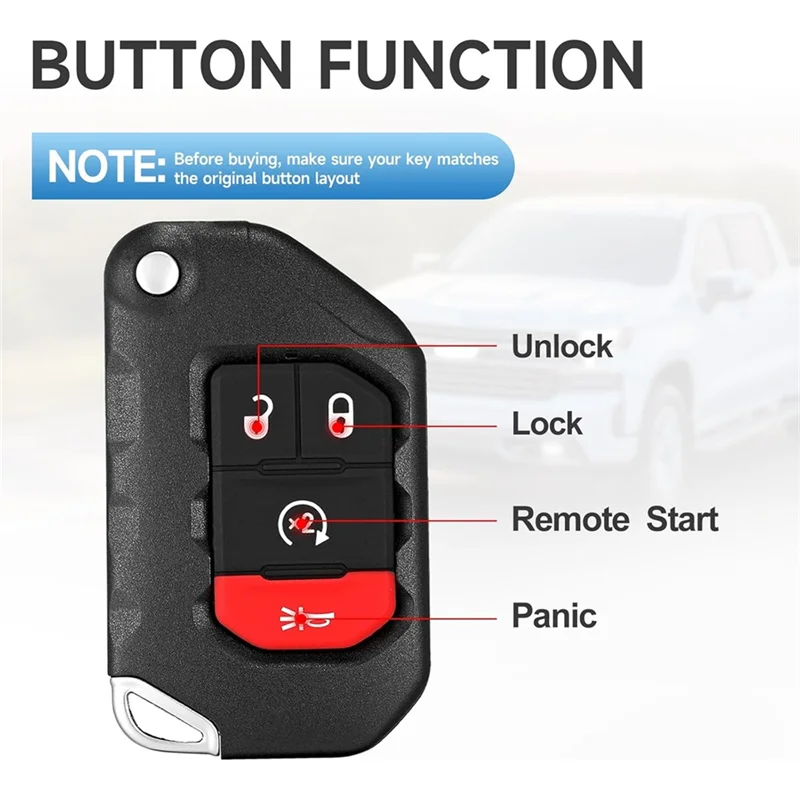 Smart Key Fob for Jeep Wrangler 2018-2024 & Gladiator Smart Key Fob Babs