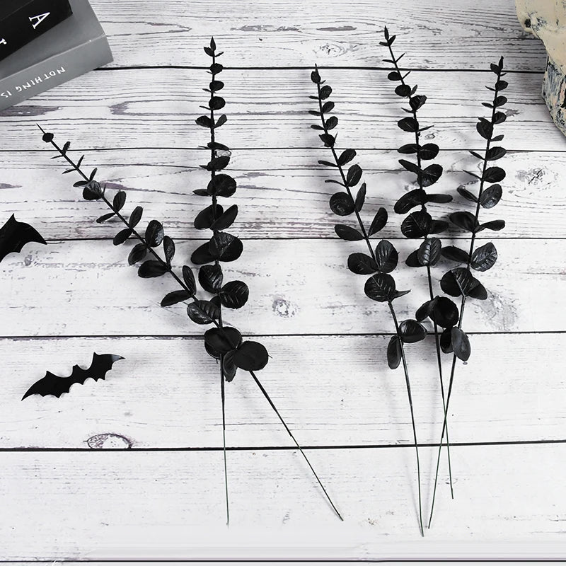Black Artificial Eucalyptus Stems 10/20 Pcs – Halloween Décor Artificial Flower Stems Babs