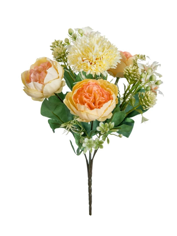 Silk Peony Artificial Flower Bouquet – Wedding & Home Décor Artificial Flower Bouquet Babs YELLOW 1pc
