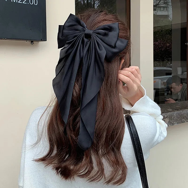 Korean Big Bow Satin Hair Clip – Ribbon Barrette for Women Hair Bow Barrette Babs