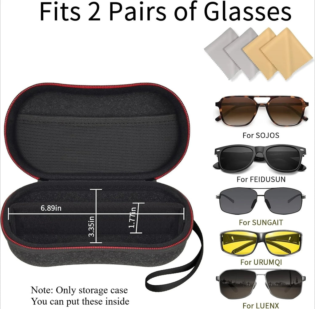 Double Sunglasses Case – Hard Shell Dual Eyeglass Organizer Eyeglass Storage Case Babs