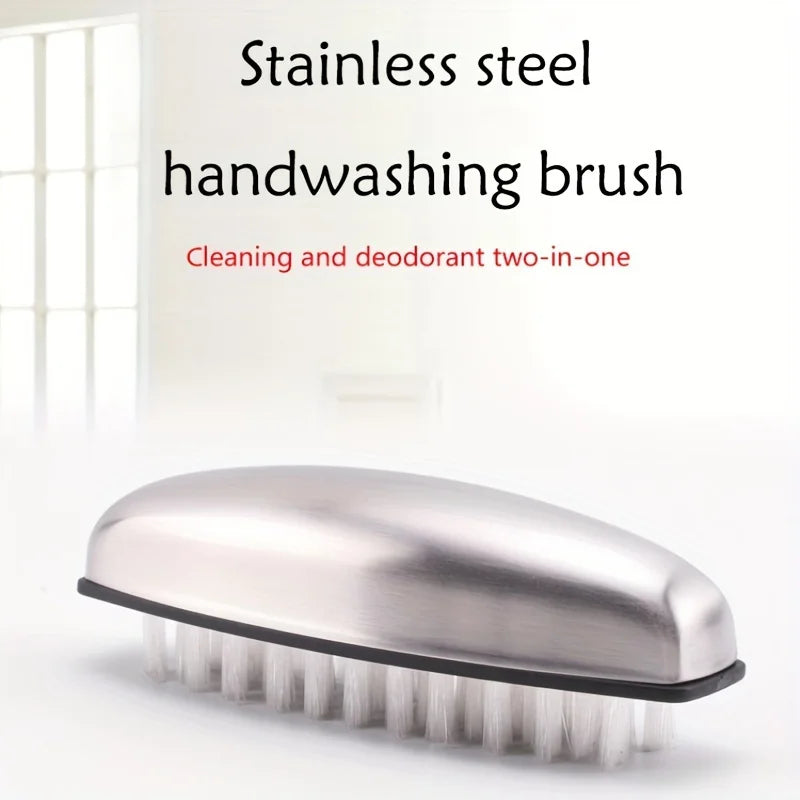 Stainless Steel Deodorant Soap Bar & Nail Cleaning Brush Set Hand Cleaning Set Babs