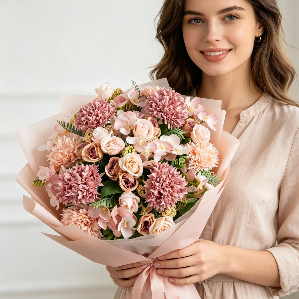 Artificial Silk Rose & Chrysanthemum Bouquet | Wedding & Home Décor Artificial Flower Bouquet Babs