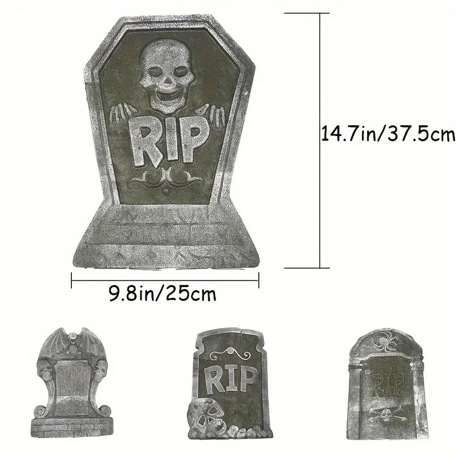 4-Pack Realistic Halloween Tombstone Decorations for Yard Halloween Yard Decor Babs