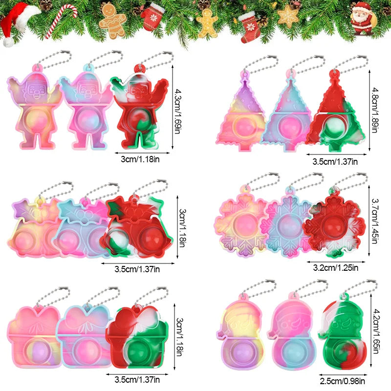 Christmas Pop Keychains Santa Snowflake Xmas Tree Ornaments Christmas Ornaments Babs