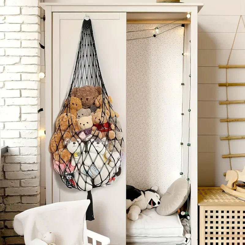 Large Macrame Stuffed Animal Hammock – Boho Corner Toy Storage Toy Storage Hammock Babs