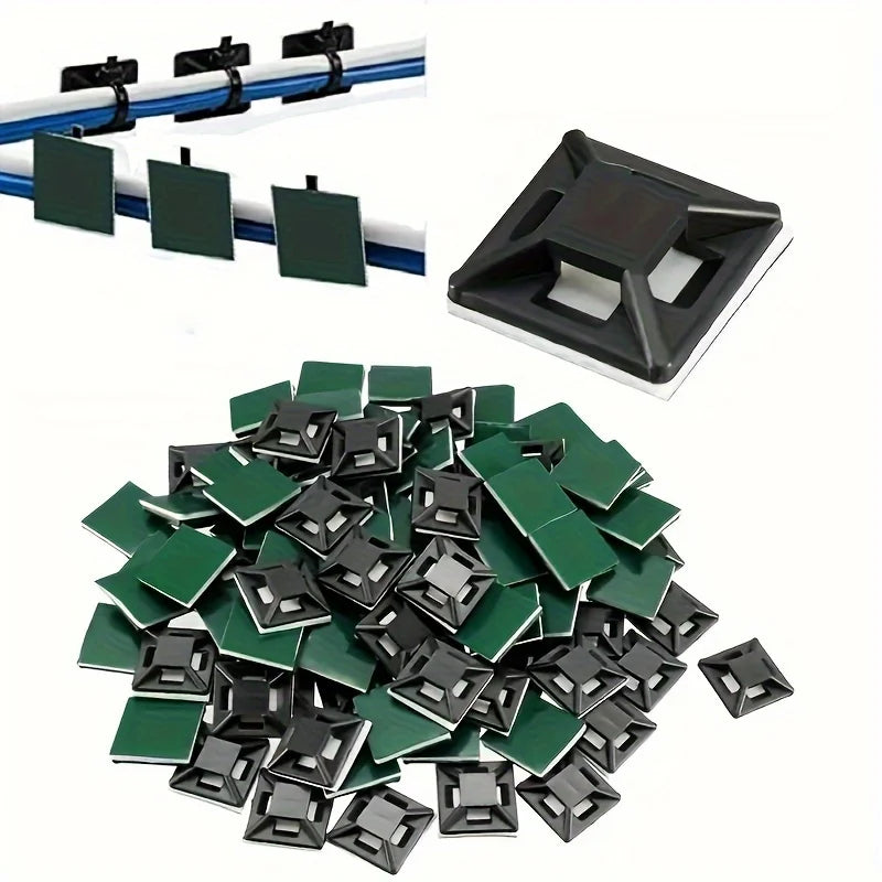 100pcs Adhesive Cable Tie Mounts – Wire Management Anchors Cable Tie Mounts Babs
