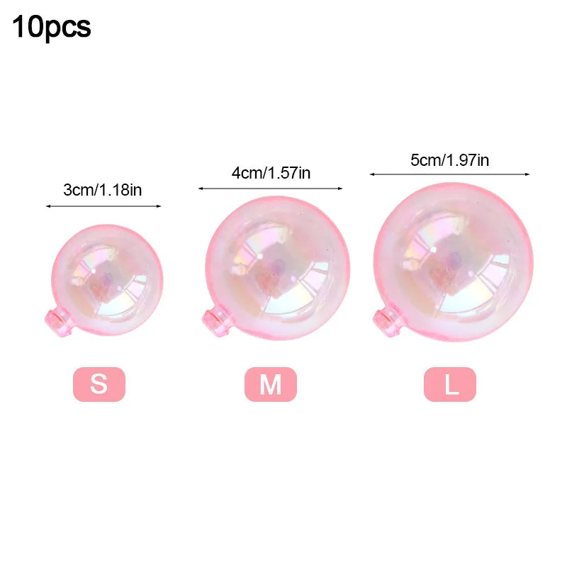 10Pcs Clear Bubble Ball Cake Toppers – Pearl Party Decoration Cake Toppers Babs Pink 5cm