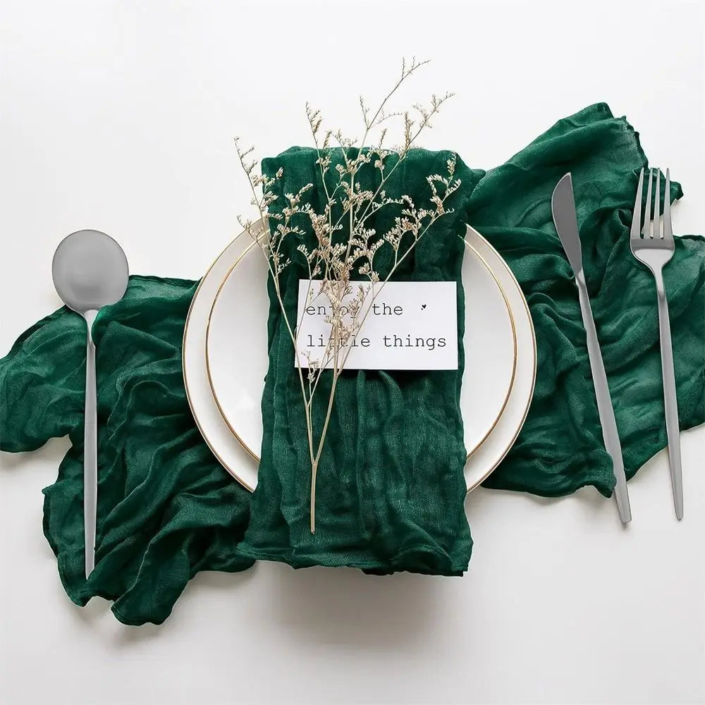 Reusable Gauze Napkins 50x50cm – Solid Color Polyester Table Linen Cloth Table Napkin Babs dark green