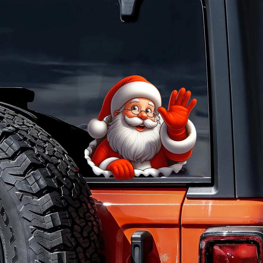 Santa Claus Waving Christmas PVC Sticker – Car & Window Decal Holiday Vinyl Sticker Babs