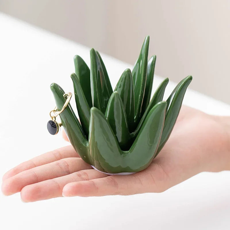 Nordic Ceramic Cactus Aloe Desk Jewelry Organizer Decor Desk Jewelry Organizer Babs