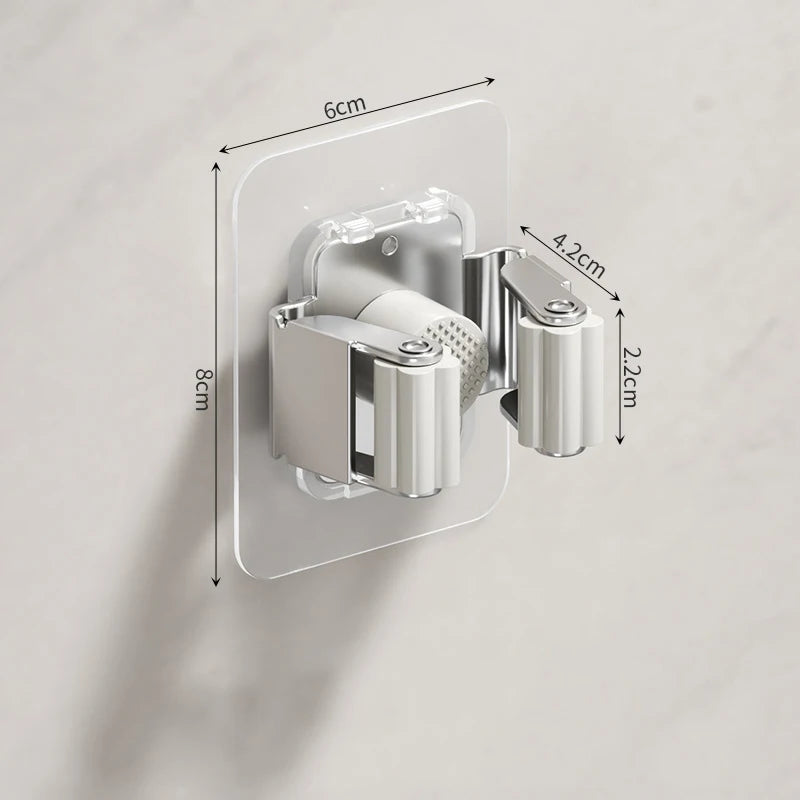 Stainless Steel Mop & Broom Wall Hook – Self-Adhesive Rack Wall Organizer Hook Babs white 4pcs
