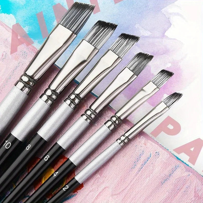 6-Piece Nylon Paint Brush Set – Acrylic, Oil & Watercolor Paint Brush Set Babs