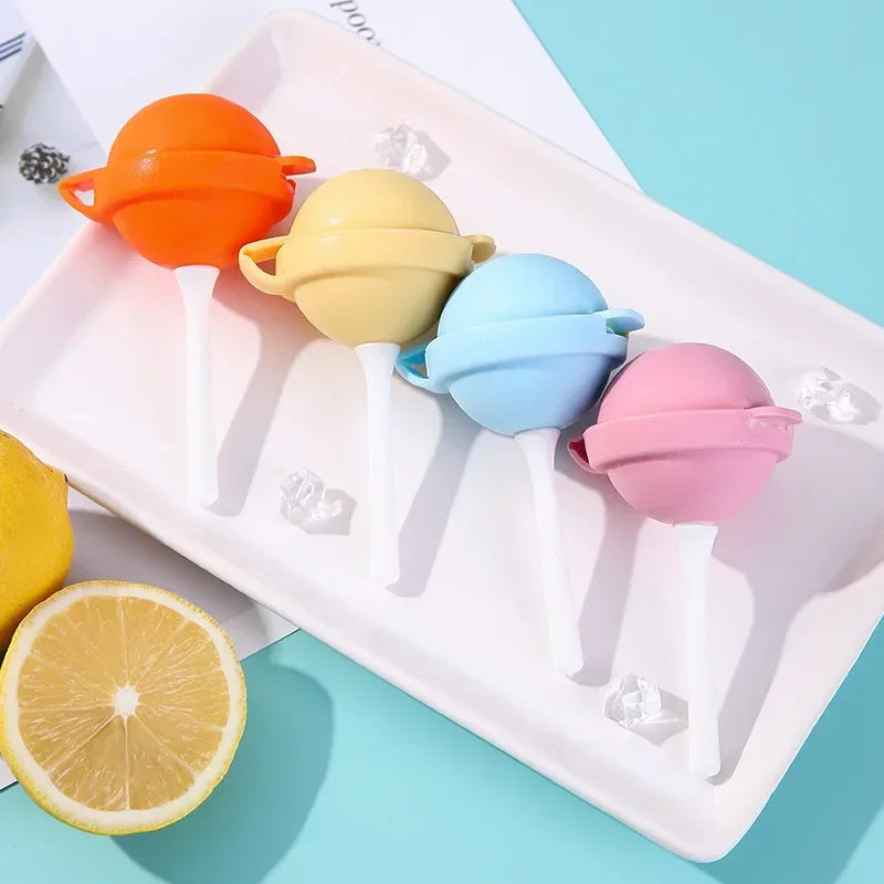 Silicone Lollipop Ice Ball Mold – DIY Popsicle Maker 4-Pack Ice Cream Mold Babs