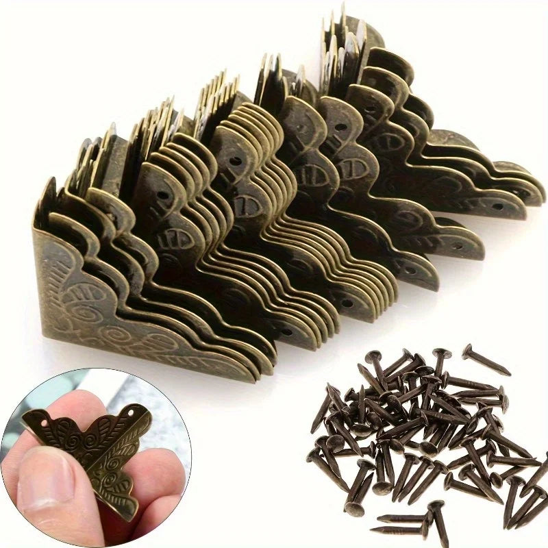 20 Sets Bronze Metal Corner Protectors + 160 Nails – Edge Guards Metal Corner Protectors Babs