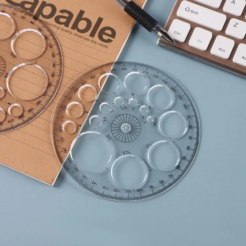 10PCS 360° Full Circle Protractor Plastic Ruler for Students Circle Protractor Set Babs