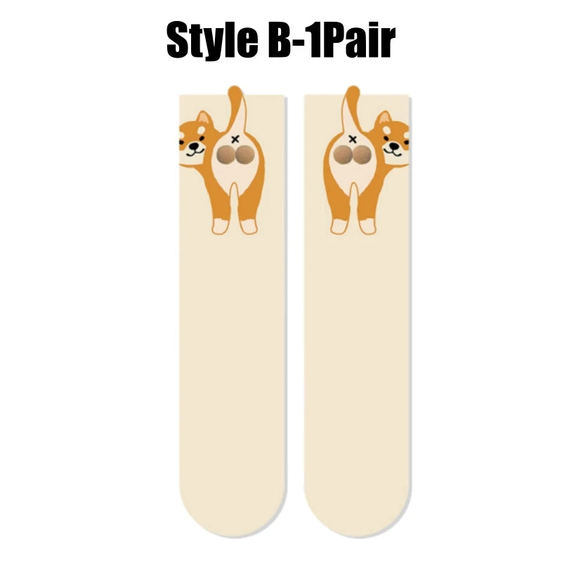 3D Dog Novelty Socks – Cute Animal Socks for Pet Lovers Novelty Animal Socks Babs Dog B-1Pair One Size