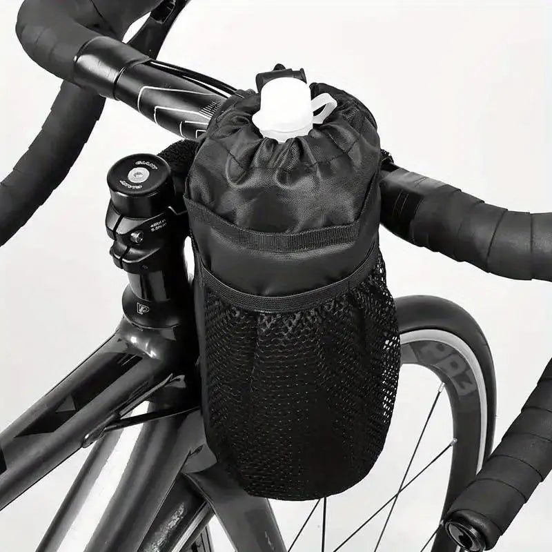 Bike Handlebar Stem Thermal Bag with Mesh Pocket & Cup Holder Cycling Handlebar Bag Babs
