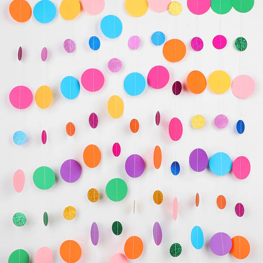 Colorful Polka Dot Paper Garland Circle Banner – Party Décor Party Garland Banner Babs