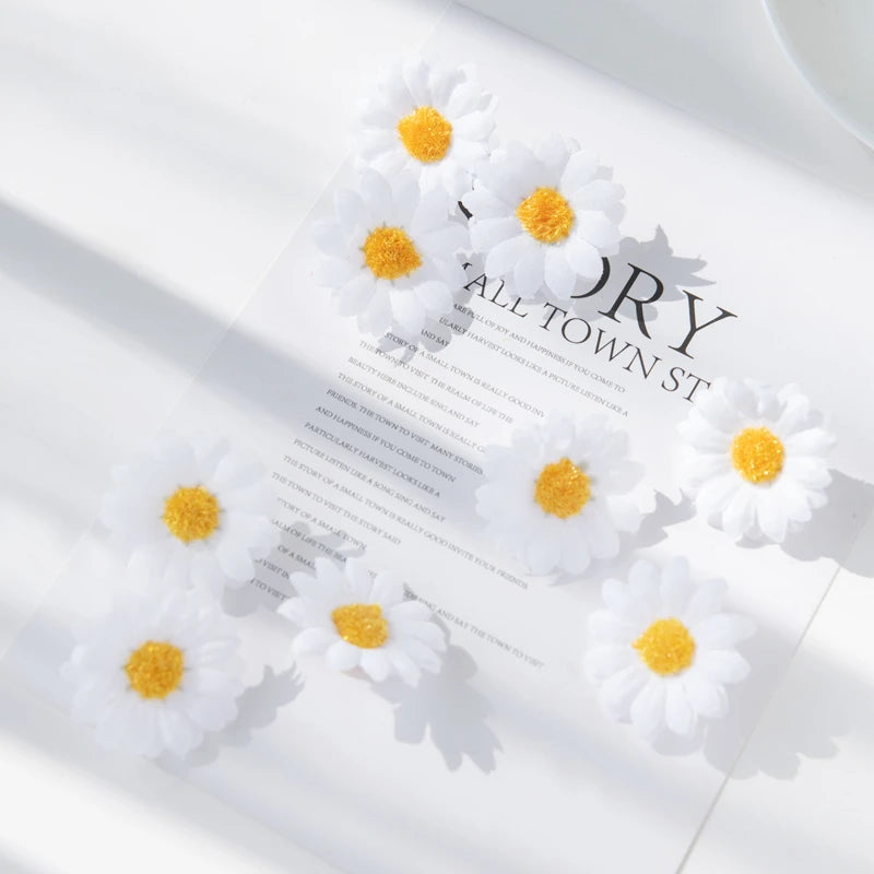 50/100pcs Mini Silk Daisy Flower Heads for DIY & Weddings Artificial Flower Heads Babs