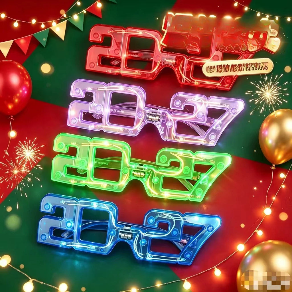 12pcs LED 2027 Glasses New Year Graduation Party Photo Props LED Party Glasses Babs