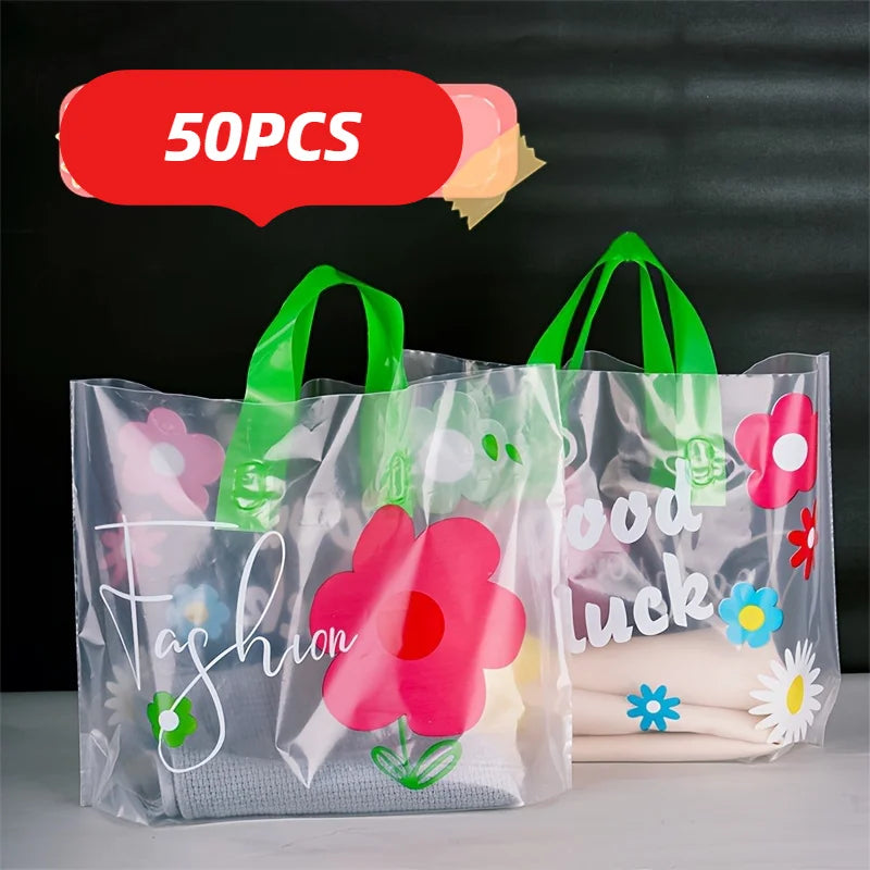 Thank You Gift Bags – Plastic Tote Bags for Retail & Parties Plastic Gift Bags Babs 50pcs