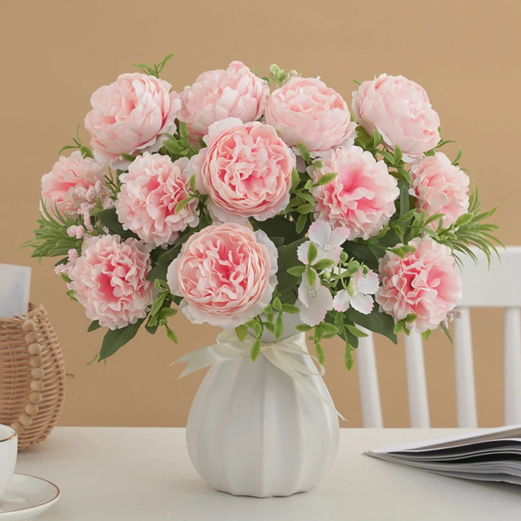 Artificial Silk Peony Chrysanthemum Bouquet – Wedding Home Decor Artificial Flower Bouquet Babs