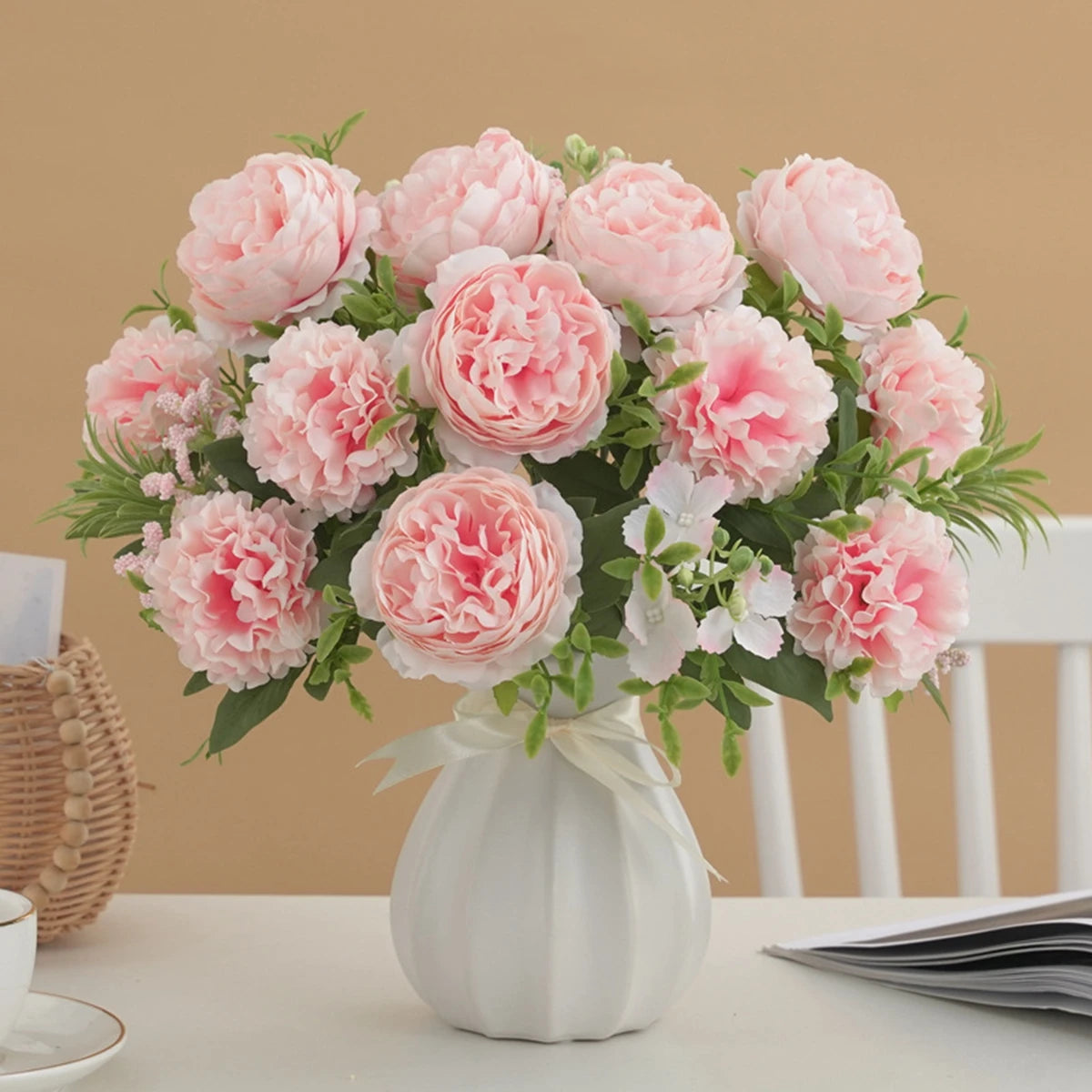 Artificial Silk Peony Chrysanthemum Bouquet – Wedding Home Decor Artificial Flower Bouquet Babs