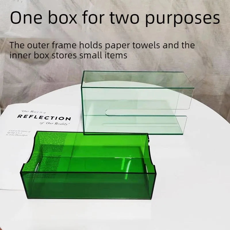 Acrylic Drawer Tissue Box – Luxury Decorative Napkin Case Tissue Box Holder Babs