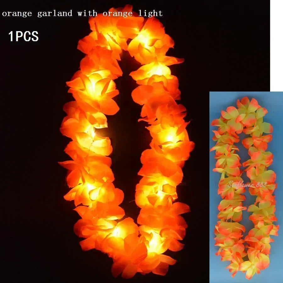 Light Up Hawaiian Flower Lei Necklace | Luau Glow Party Glow Party Necklace Babs thick necklace 8