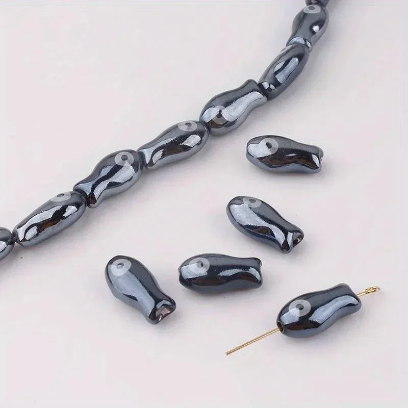 10Pcs Retro Fish Ceramic Beads for DIY Jewelry & Bracelets Ceramic Craft Beads Babs