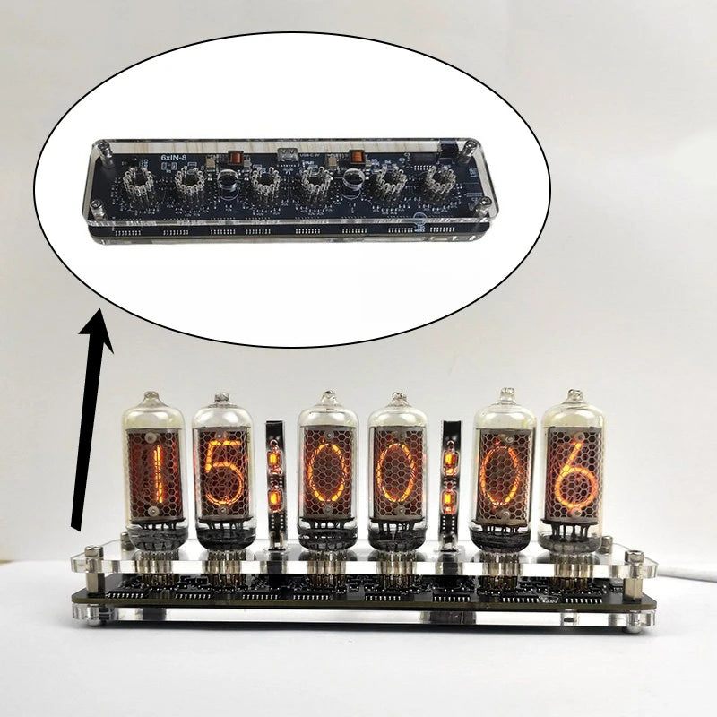 6-Digit IN-8 Nixie Tube Clock Base – LED Motherboard Nixie Tube Clock Base Babs
