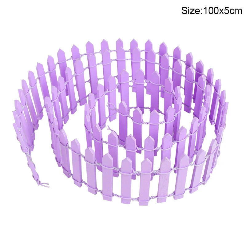 Mini Wooden Fence for Fairy Garden, Dollhouse & DIY Crafts Miniature Wooden Fence Babs 100x5cm-purple