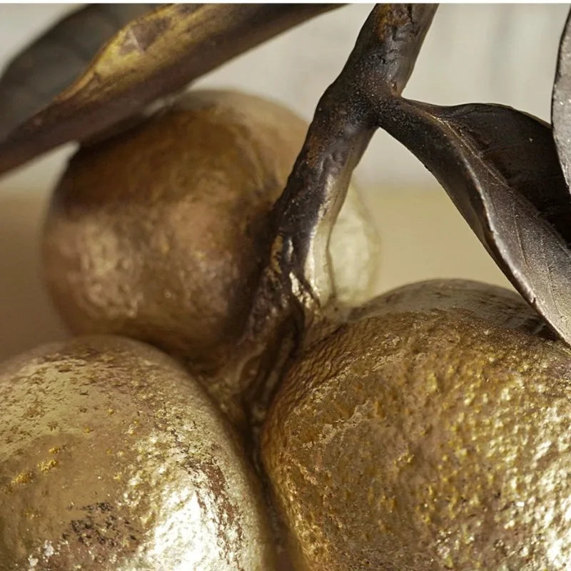 Gilded Lemon Resin Sculpture – Retro Gold Home Décor Ornament Decorative Sculpture Babs